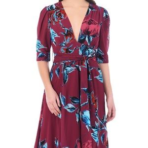 Never Worn Plus Rose Print Empire Maxi w/ Sash